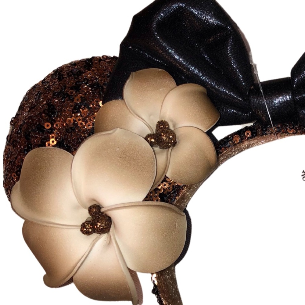 SOLD!Aulani Hawaii Resort Black & Bronze Plumeria Ears - Picture 2 of 3